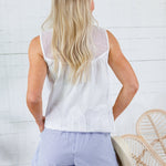 Johnna Off White Mesh + Lace Applique Top FATE