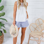 Johnna Off White Mesh + Lace Applique Top FATE