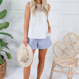 Johnna Off White Mesh + Lace Applique Top FATE