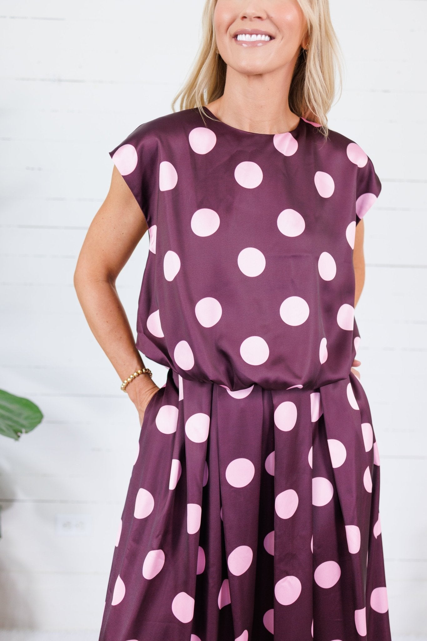 Johnny Plum Pleated Dotty Midi Skirt Glam