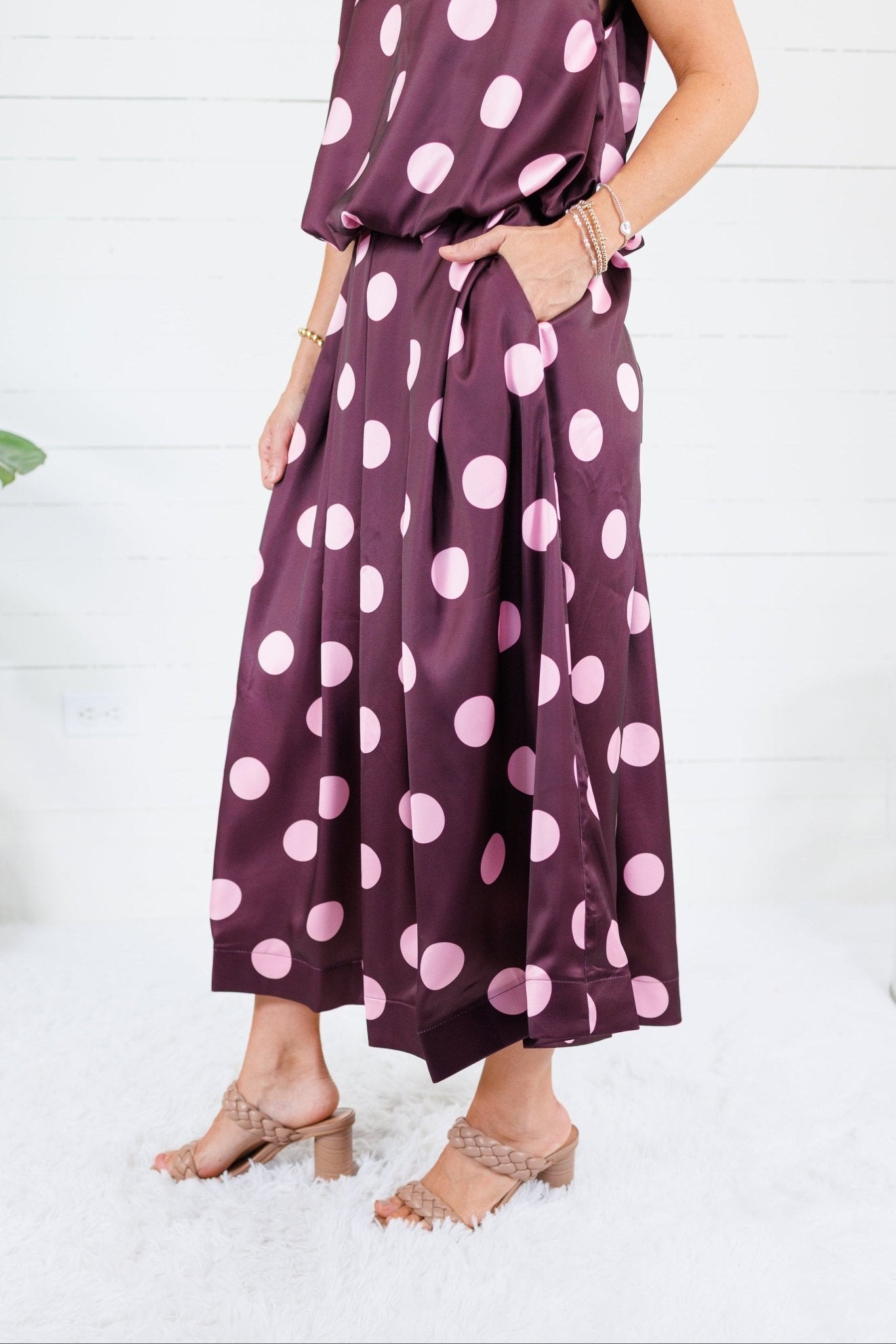 Johnny Plum Pleated Dotty Midi Skirt Glam