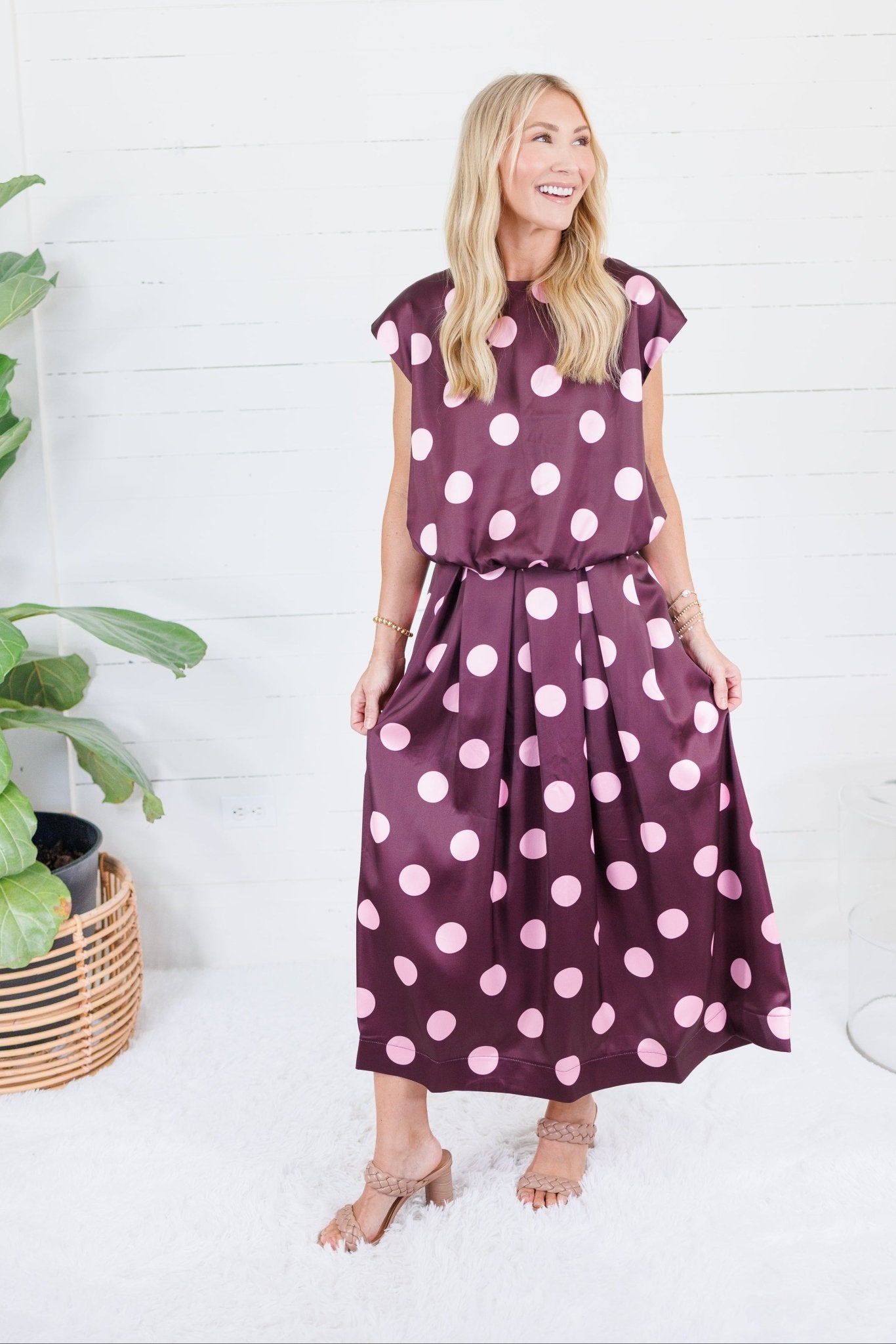 Johnny Plum Pleated Dotty Midi Skirt Glam