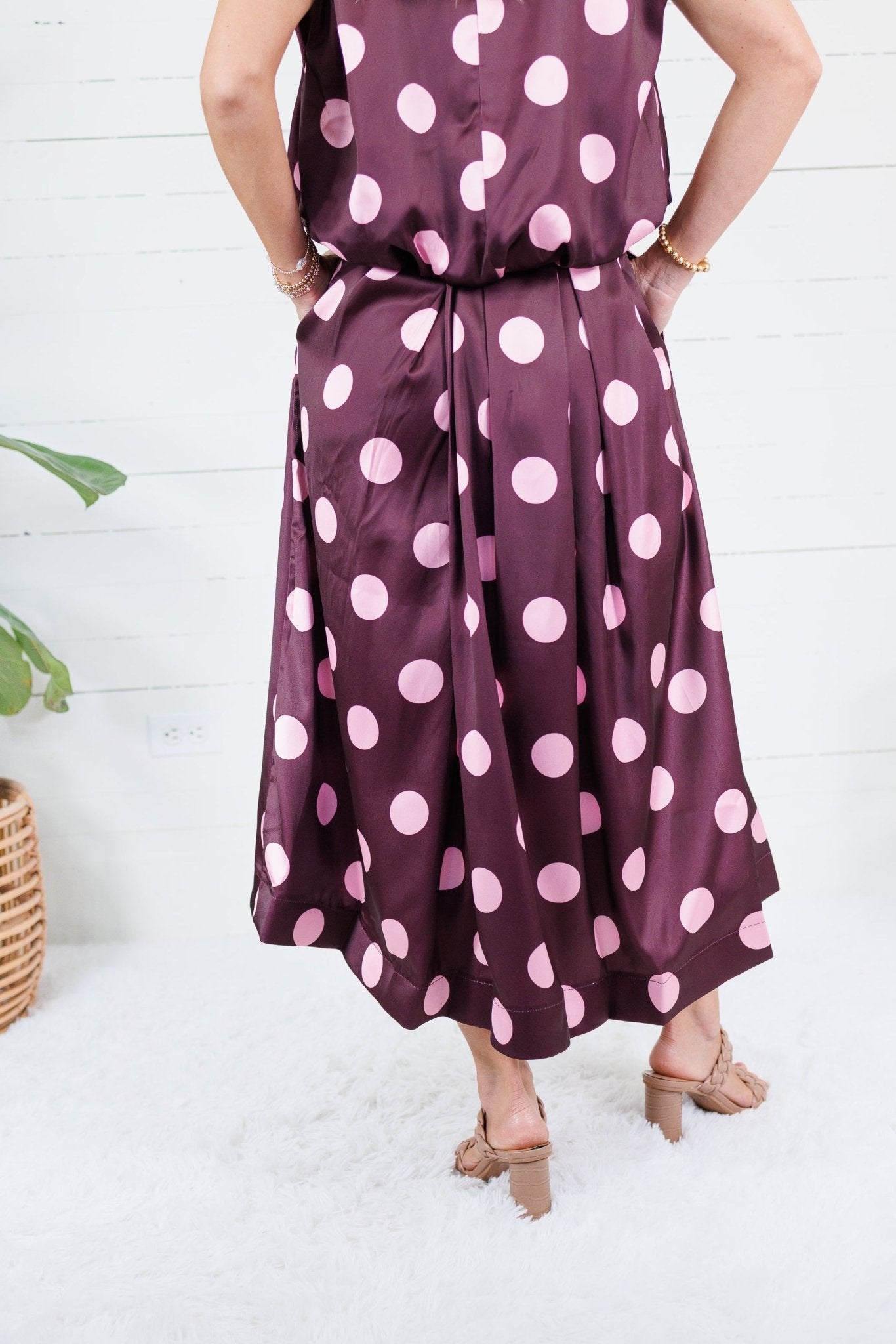 Johnny Plum Pleated Dotty Midi Skirt Glam