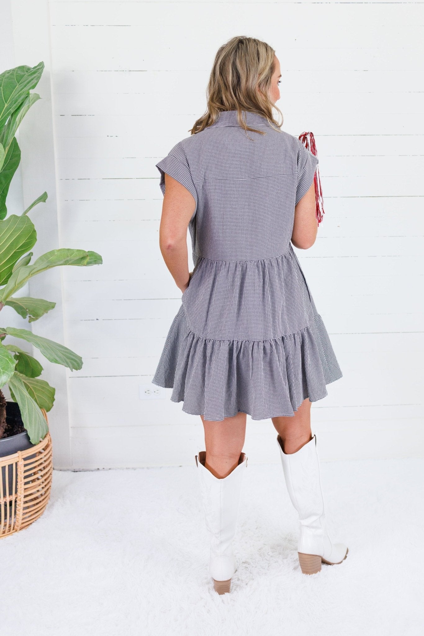 Jolie Black Micro Check Mini Dress Elan