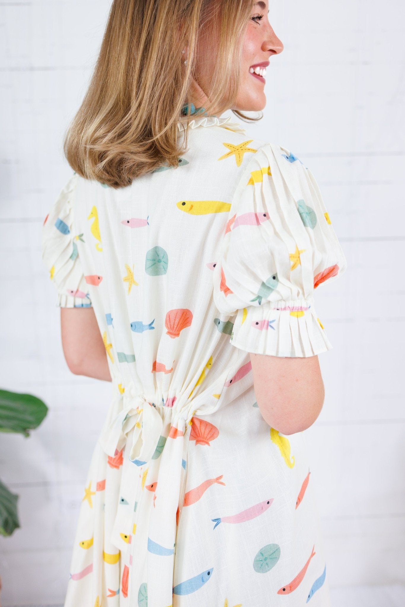 Jonah Ivory Fishy Pleat Back Dress Karlie
