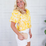 Joni Sunshine Floral Button Top Sugarlips