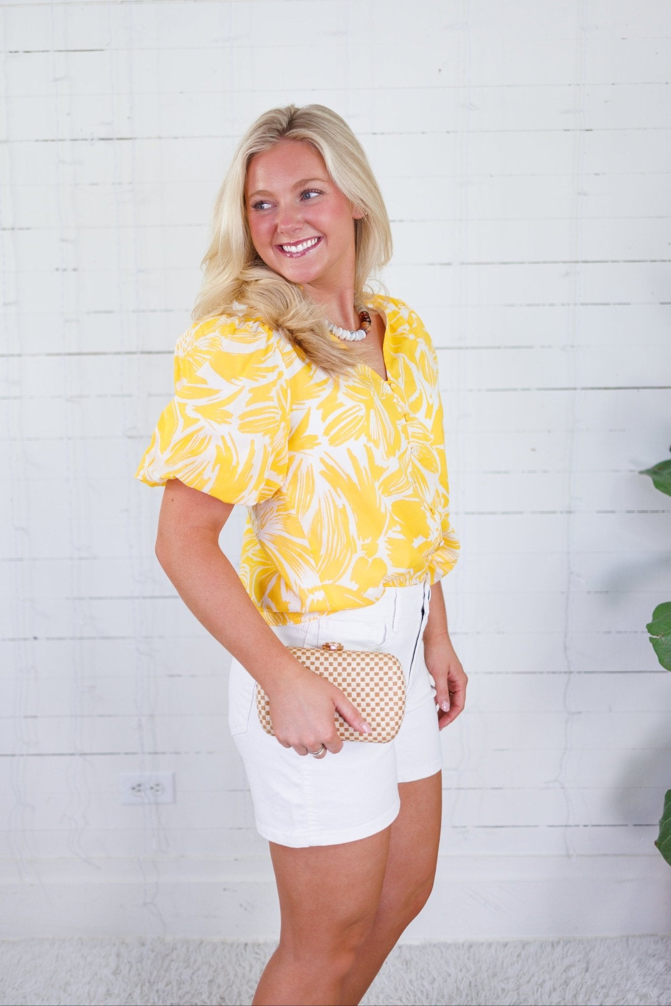 Joni Sunshine Floral Button Top Sugarlips