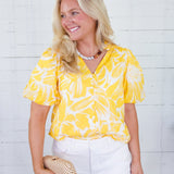 Joni Sunshine Floral Button Top Sugarlips