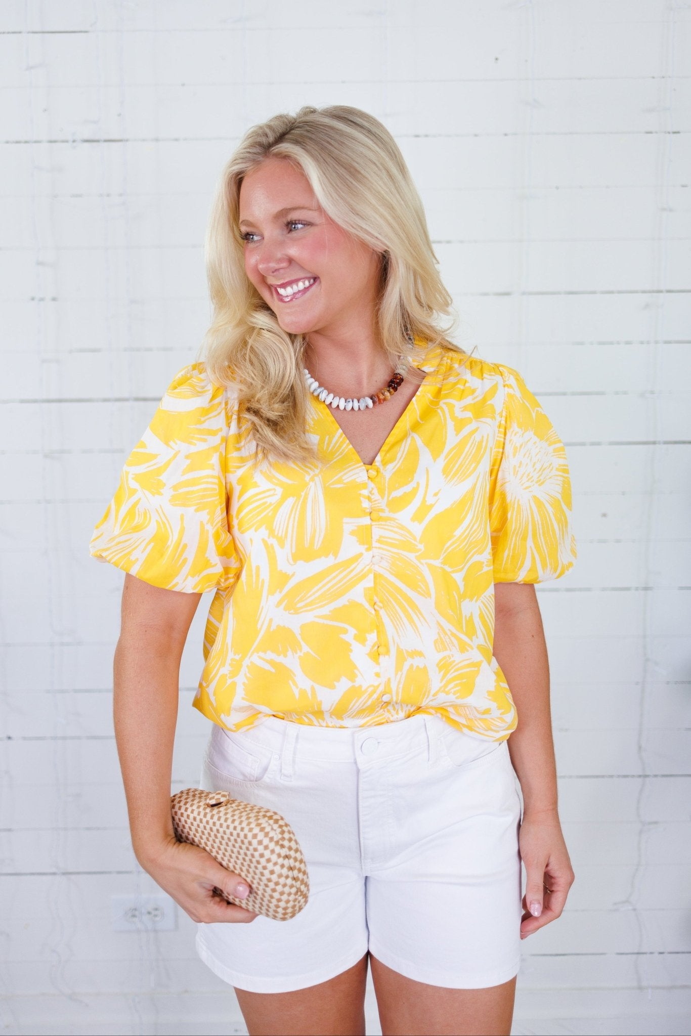 Joni Sunshine Floral Button Top Sugarlips