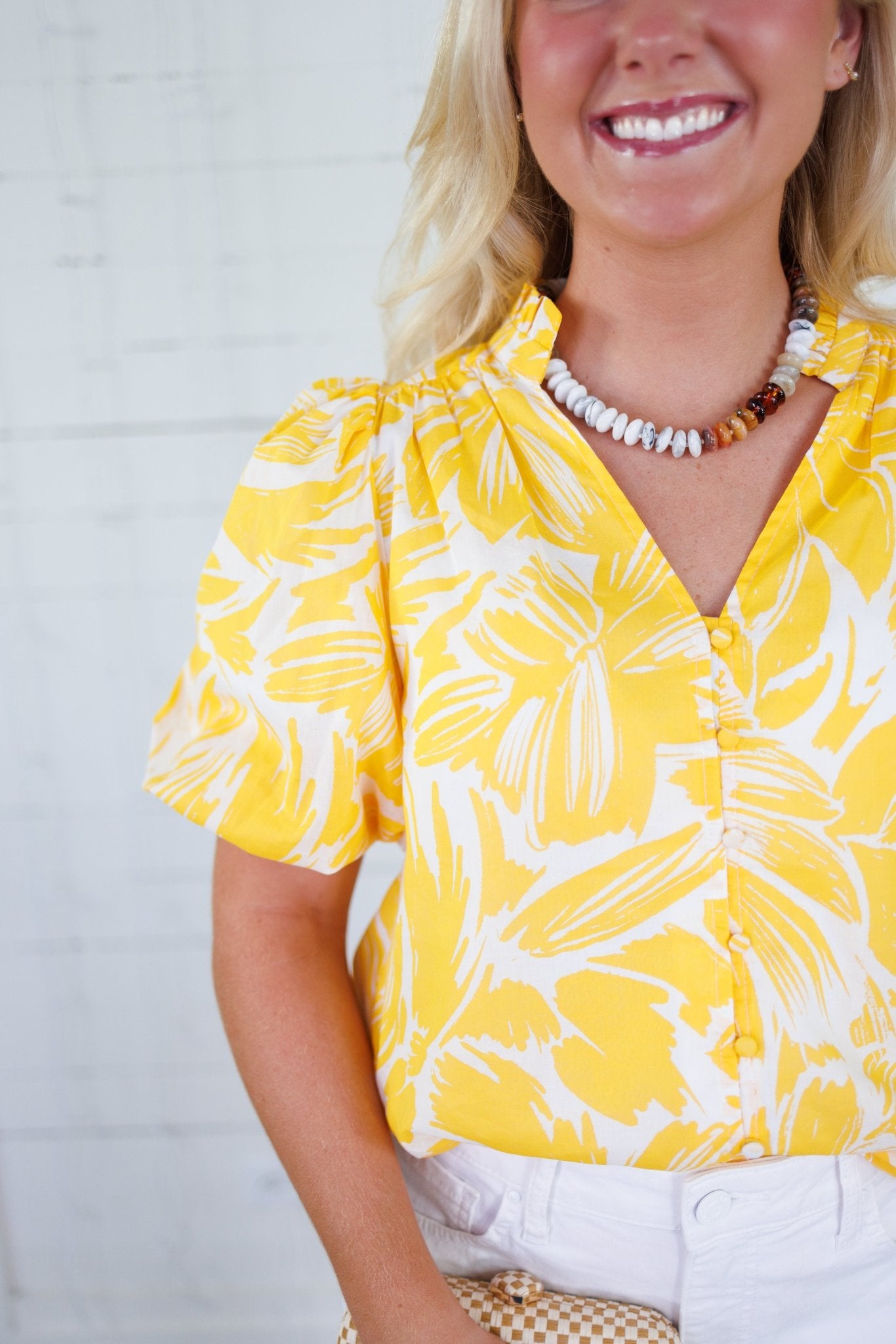 Joni Sunshine Floral Button Top Sugarlips