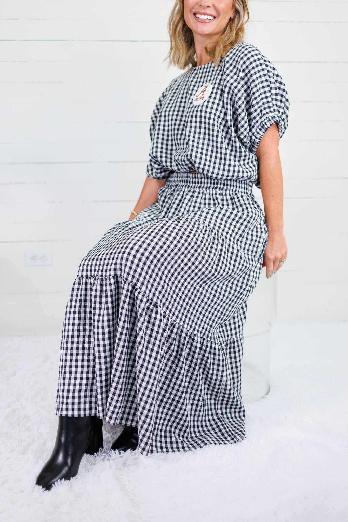 Jordan Black Gingham Maxi Skirt Entro