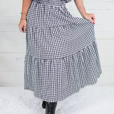 Jordan Black Gingham Maxi Skirt Entro