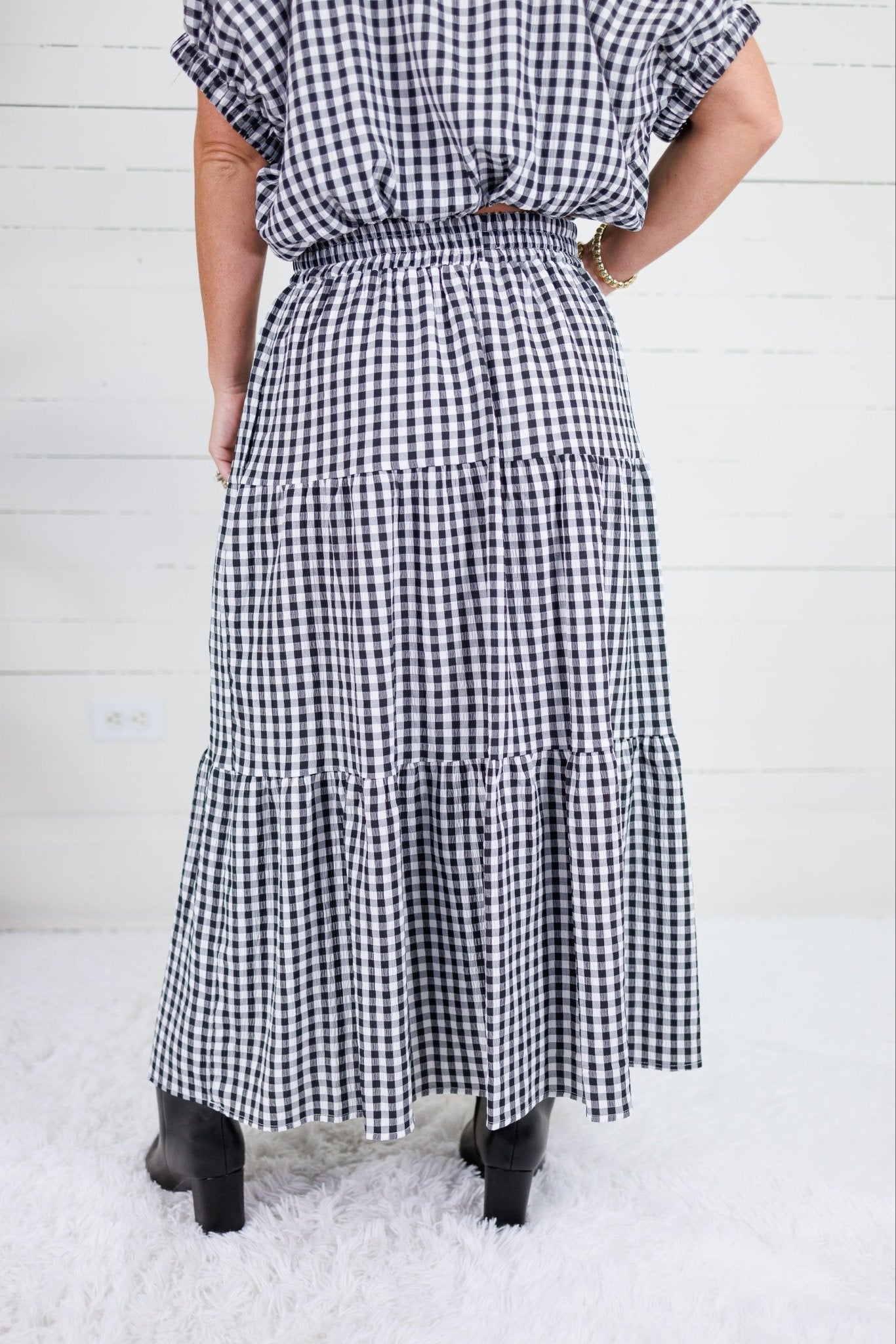 Jordan Black Gingham Maxi Skirt Entro