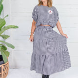 Jordan Black Gingham Maxi Skirt Entro