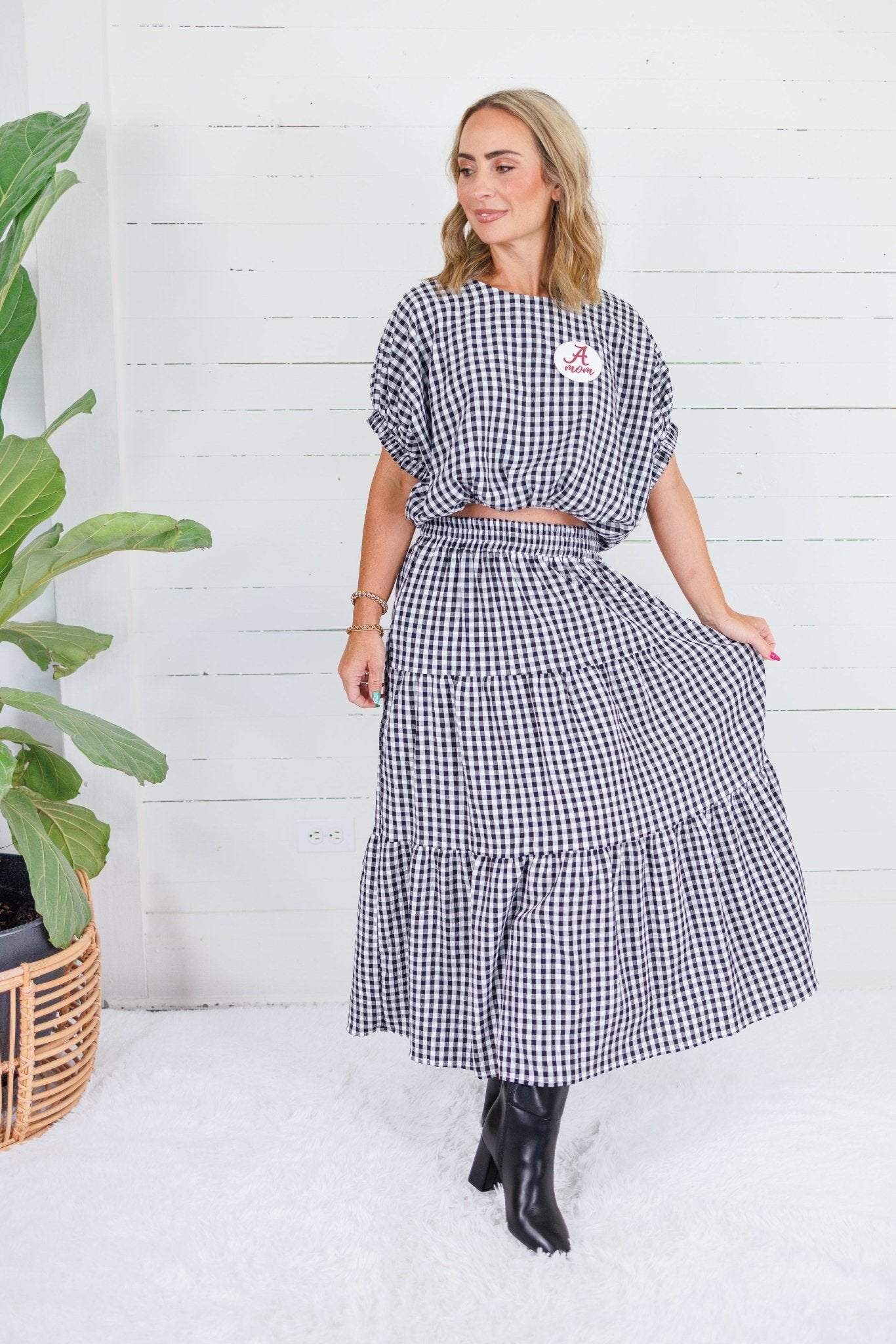 Jordan Black Gingham Maxi Skirt Entro
