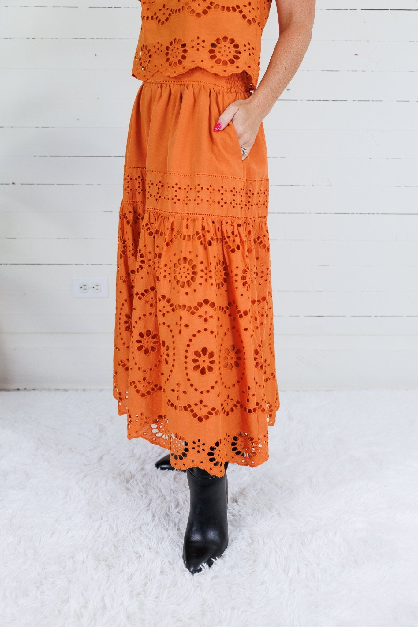 Jordan Ginger Eyelet Maxi Skirt Polagram