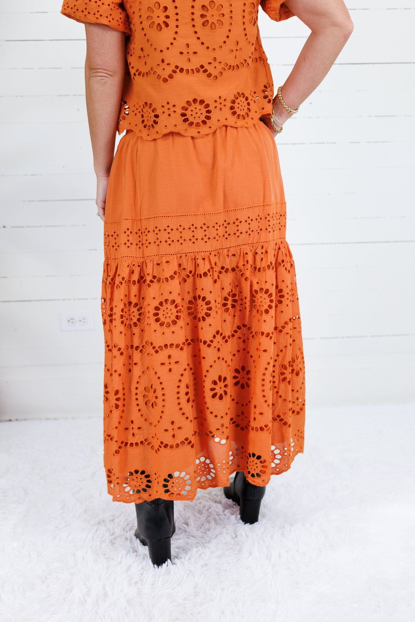 Jordan Ginger Eyelet Maxi Skirt Polagram
