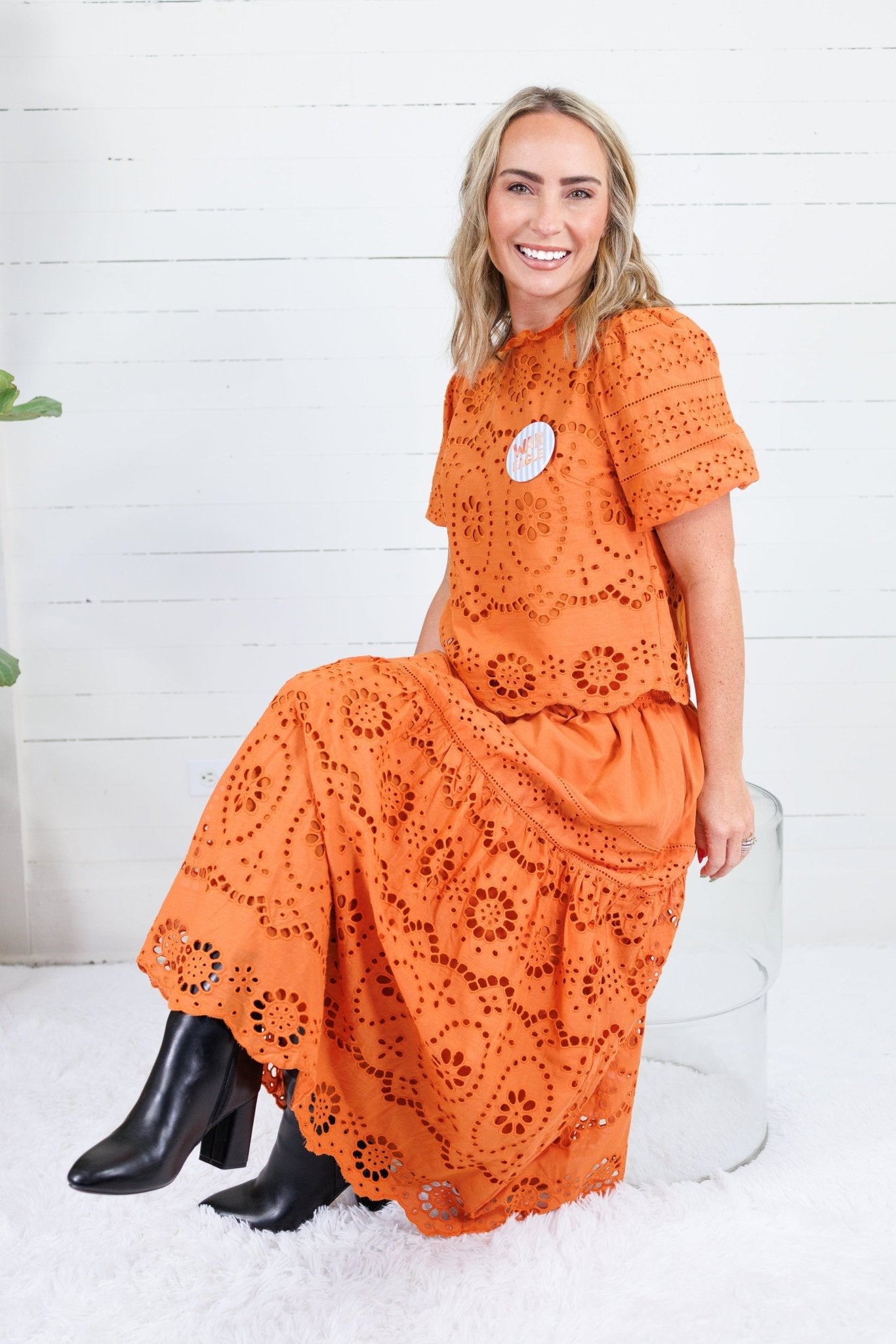 Jordan Ginger Eyelet Maxi Skirt Polagram