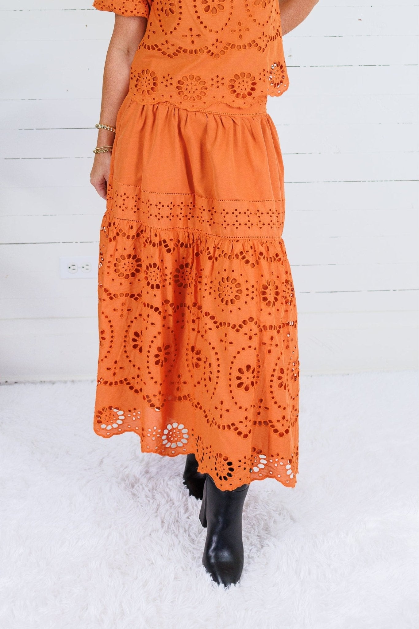 Jordan Ginger Eyelet Maxi Skirt Polagram
