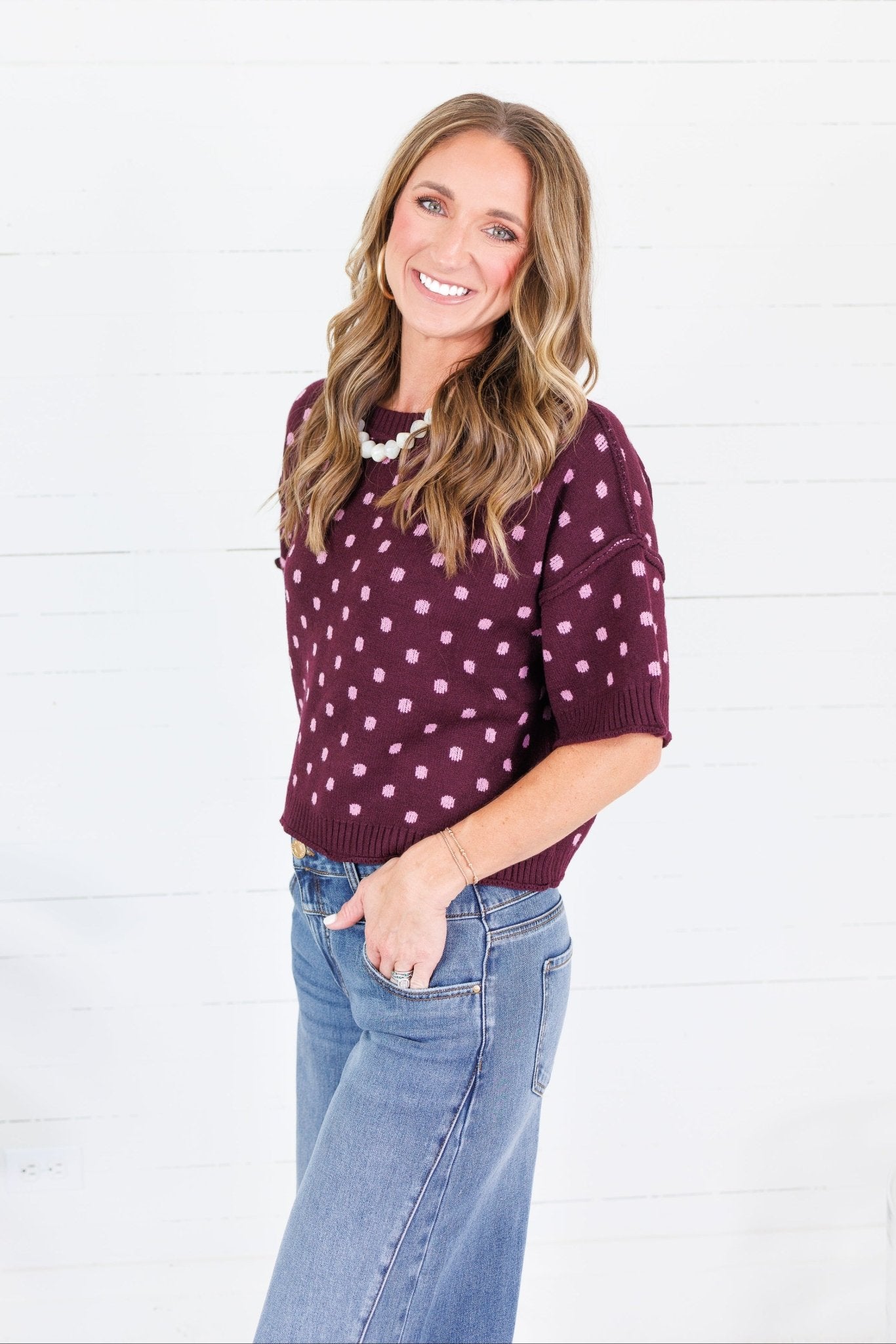 Joseph Burgundy Dottie Sweater Entro