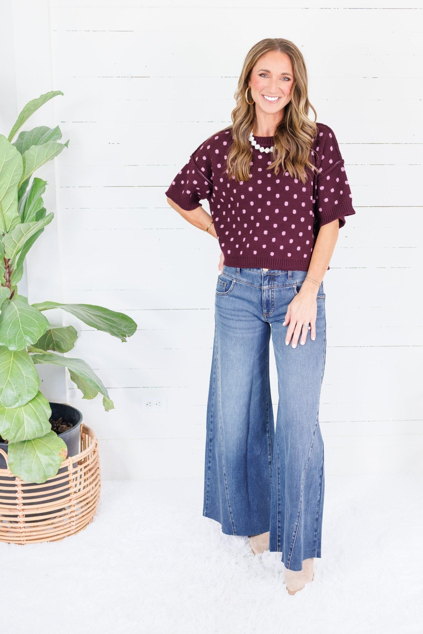 Joseph Burgundy Dottie Sweater Entro