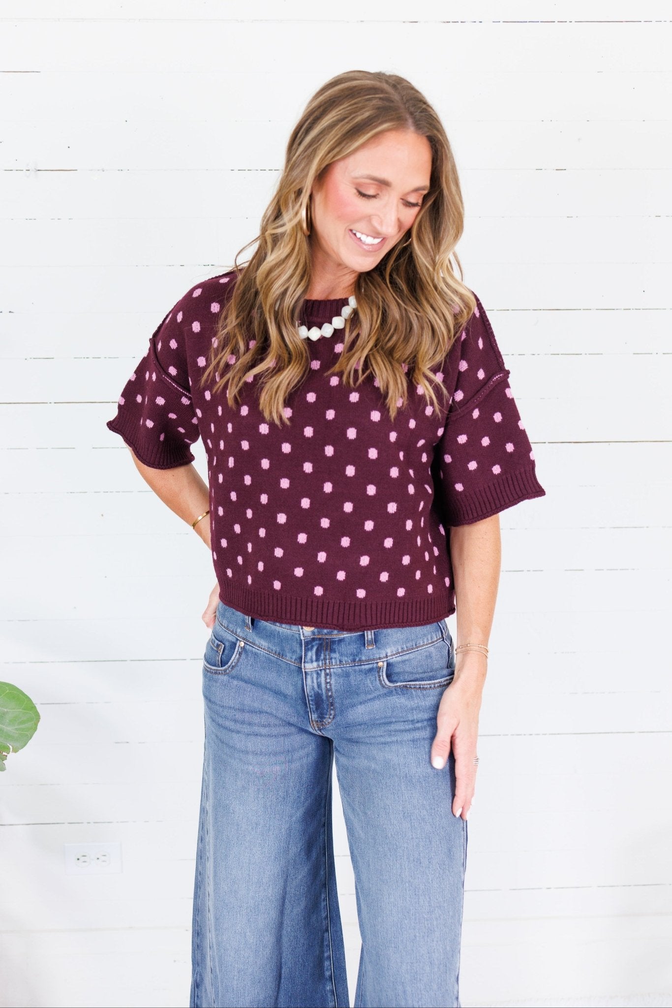 Joseph Burgundy Dottie Sweater Entro