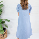 Joseph Dusty Blue Poplin Ruffle Maxi Shirt Dress Karlie