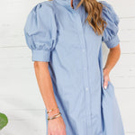 Joseph Dusty Blue Poplin Ruffle Maxi Shirt Dress Karlie