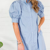 Joseph Dusty Blue Poplin Ruffle Maxi Shirt Dress Karlie