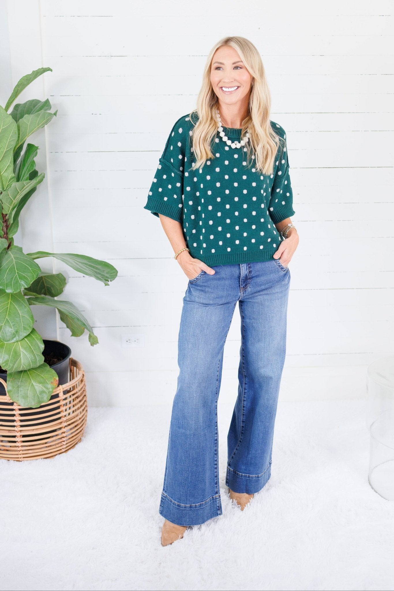 Joseph Hunter Green Dottie Sweater Entro