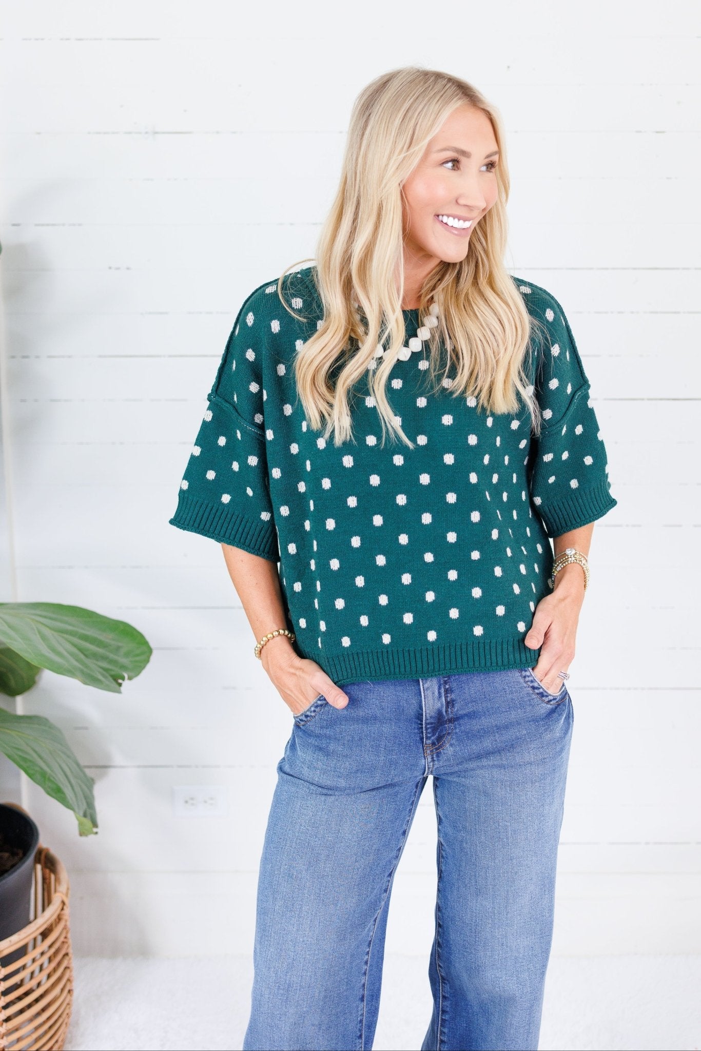 Joseph Hunter Green Dottie Sweater Entro
