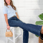 Judy Blue Dark High Waist Angled Side Seam Detail Flare Jeans