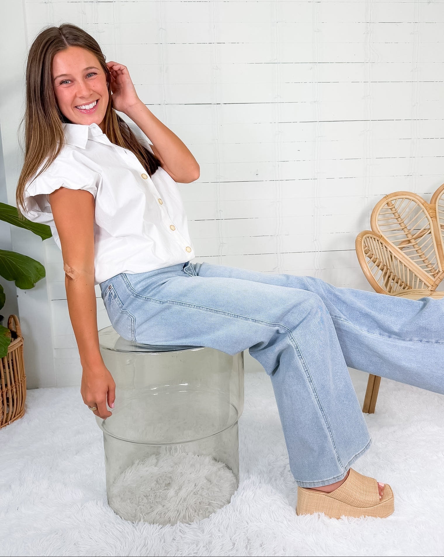 Judy Blue Light Wash Retro Wide Leg Jean