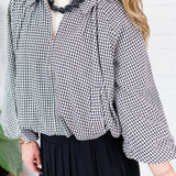 Juniper Black Gingham Bomber Jacket Entro