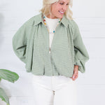 Juniper Olive Gingham Bomber Jacket Entro