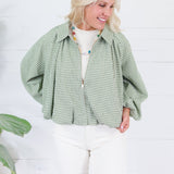 Juniper Olive Gingham Bomber Jacket Entro