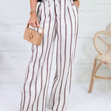 Justine White + Brown Stripe Wide Leg Pants