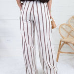 Justine White + Brown Stripe Wide Leg Pants