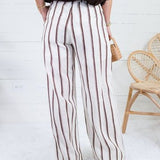Justine White + Brown Stripe Wide Leg Pants