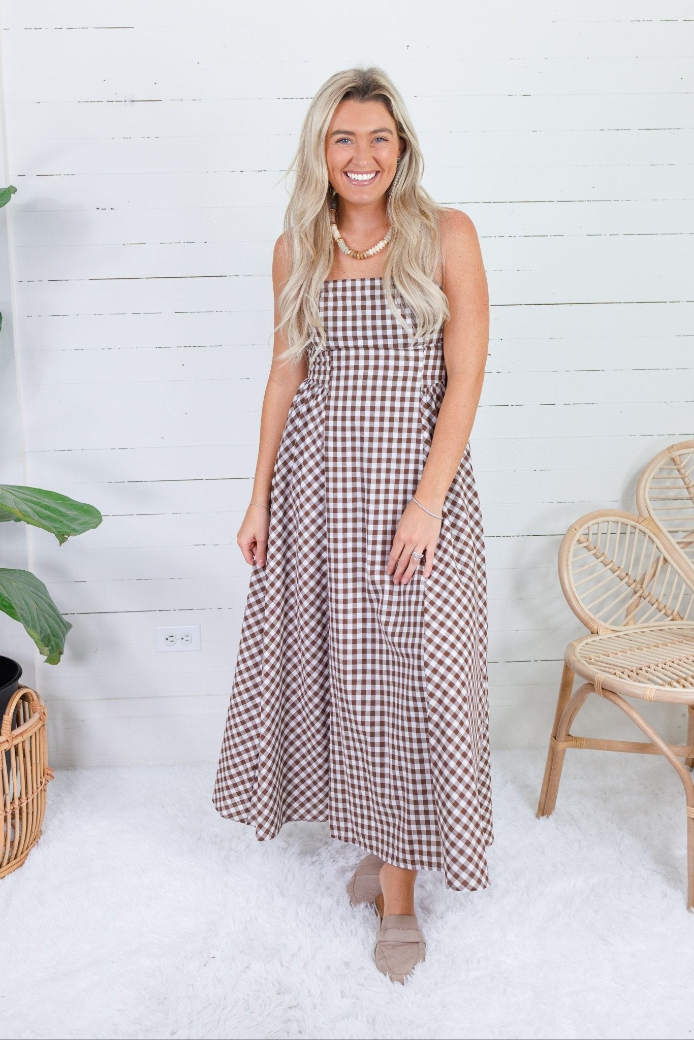 Kalley Brown Gingham Maxi Dress