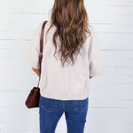 Katelyn Beige Relaxed Elbow Sleeve Sweater Glam