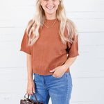 Katelyn Camel Relaxed Elbow Sleeve Sweater Glam