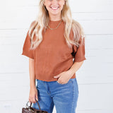Katelyn Camel Relaxed Elbow Sleeve Sweater Glam