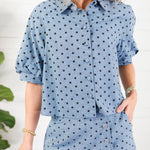 Katie Chambray Polka-Dot Top Karlie
