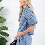 Katie Chambray Polka-Dot Top Karlie