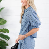 Katie Chambray Polka-Dot Top Karlie