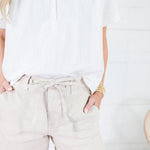 Katie Sand Linen Drawstring Shorts KUT