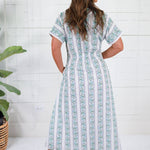 Kayla Green Floral Stripes Midi Dress THML