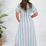 Kayla Green Floral Stripes Midi Dress THML
