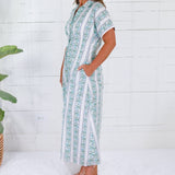 Kayla Green Floral Stripes Midi Dress THML